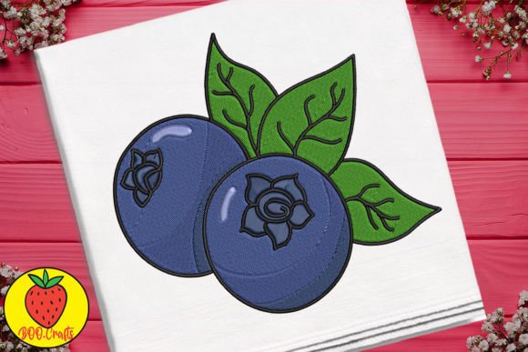 Cute Blueberry with Leaves