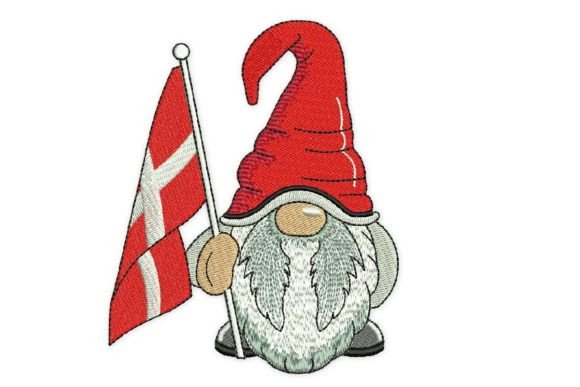 Danish Flag Gnome Embroidery Design