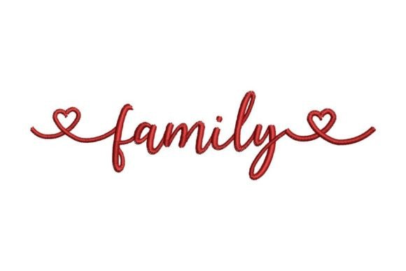 Family with Hearts Embroidery Design