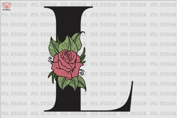 Flower Rose Font L Embroidery Design