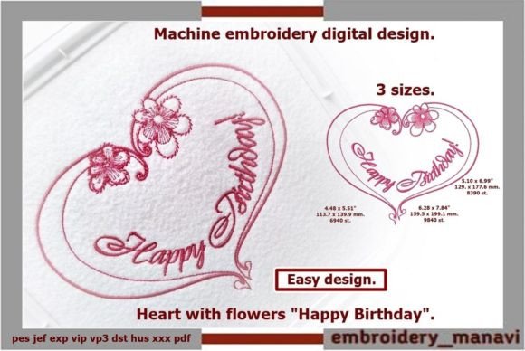 Heart with Flowers Happy Birthday