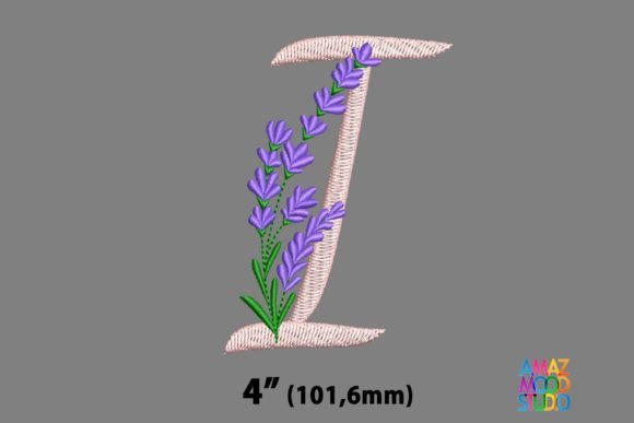 Letter I Floral Lavender Monogram