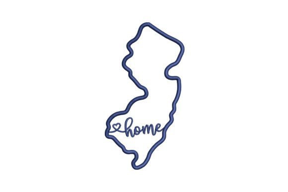 New Jersey State USA Embroidery Design