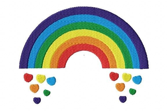 Rainbow with Falling Hearts
